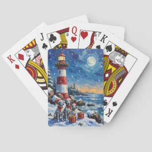 Dalmatian Christmas Lighthouse Holiday Playing Cards