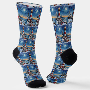Dalmatian Christmas Lighthouse Holiday Socks