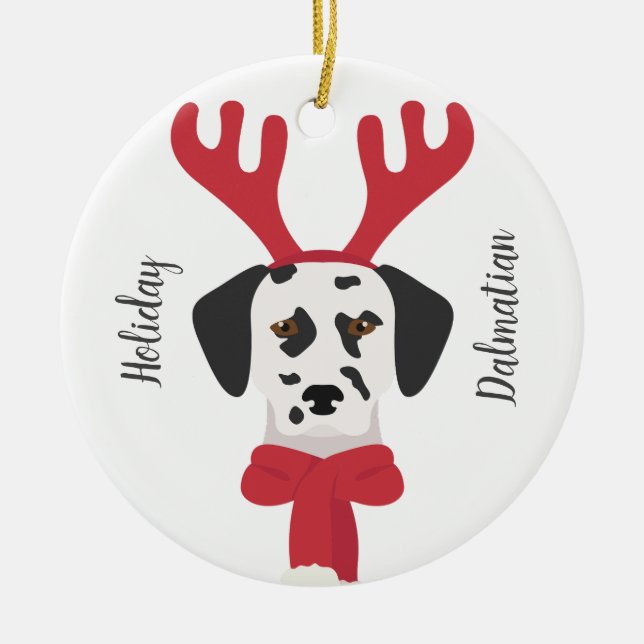 Dalmatian Christmas Ornament. Snowflake Decoration (Front)