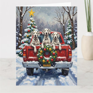 Dalmatian Christmas Red Truck Holiday Card
