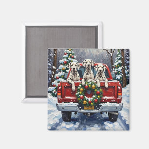 Dalmatian Christmas Red Truck Holiday Magnet
