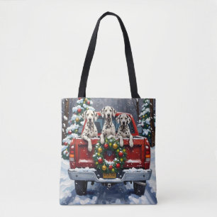 Dalmatian Christmas Red Truck Holiday Tote Bag