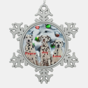 Dalmatian Christmas Snowflake Pewter Christmas Ornament