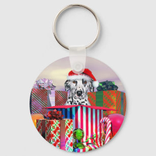 Dalmatian Christmas Surprise Key Ring