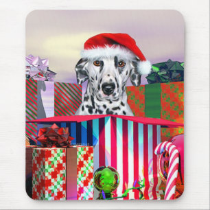 Dalmatian Christmas Surprise Mouse Pad