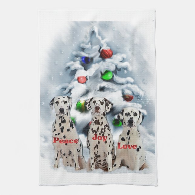 Dalmatian Christmas Tea Towel (Vertical)
