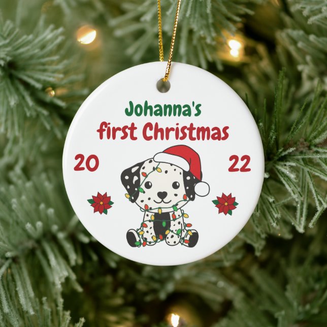 Dalmatian Christmas Winter Babys first Christmas Ceramic Tree Decoration (Tree)