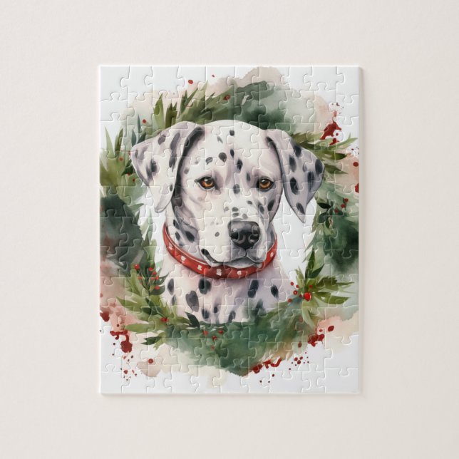 Dalmatian Christmas Wreath Festive Pup  Jigsaw Puzzle (Vertical)