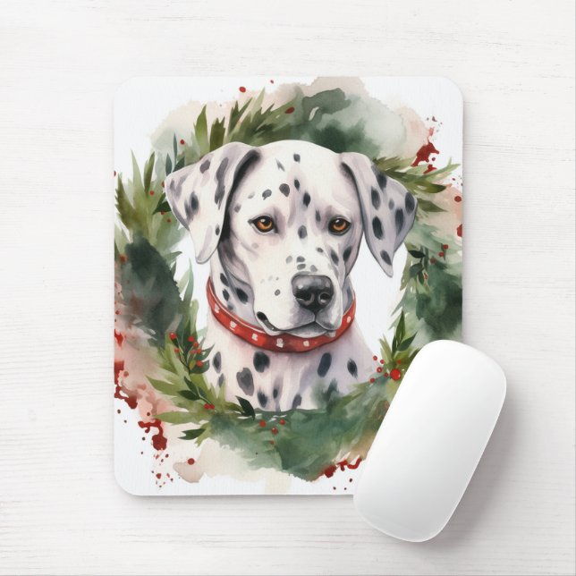 Dalmatian Christmas Wreath Festive Pup  Mouse Pad (With Mouse)