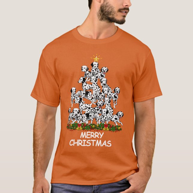 Dalmatian Christmasree Merry Christmas gift T-Shirt (Front)