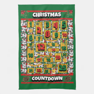 Dalmatian Countdown Christmas Advent Calendar Dog Tea Towel