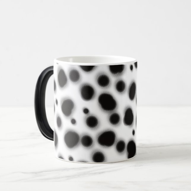 dalmatian cute black and white dots animal print  magic mug (Front Left)
