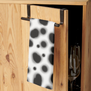 dalmatian cute black and white dots animal print tea towel