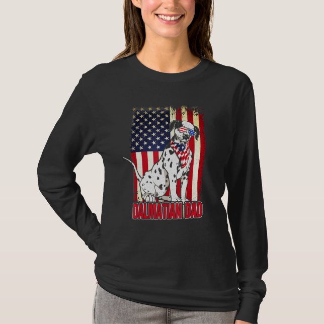 Dalmatian Dad Distressed American Flag T-Shirt (Front)