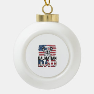 Dalmatian Dad Patriotic Vintage Dog Shirt Design_1 Ceramic Ball Christmas Ornament
