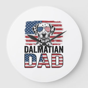 Dalmatian Dad Patriotic Vintage Dog Shirt Design_1 Large Clock