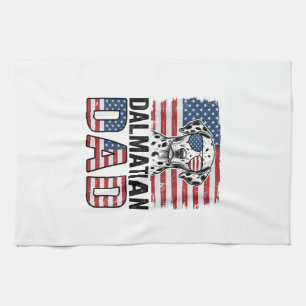 Dalmatian Dad Patriotic Vintage Dog Shirt Design_1 Tea Towel