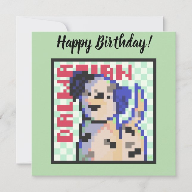 Dalmatian, dalmatian, Pixel Art, pixelart Holiday Card (Front)