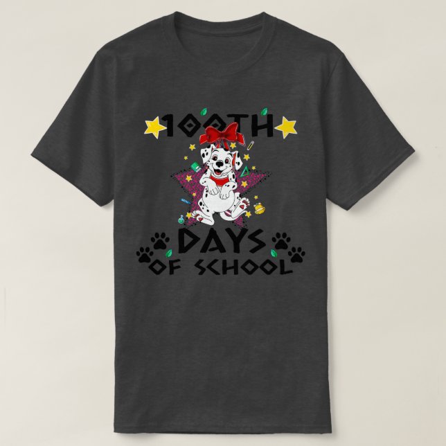 Dalmatian Dog 100 Days Of School Dalmatian Dog Tea T-Shirt (Design Front)