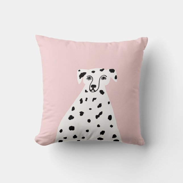 Dalmatian Dog Abstract Illustration Pink Cushion (Front)