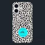 Dalmatian Dog Abstract Pattern Aqua Blue Monogram iPhone 16 Case<br><div class="desc">Brighten up your living space with the Dalmatian Dog Abstract Pattern Aqua Blue Monogram Throw Pillow. Featuring a striking abstract Dalmatian design in bold black and white, complemented by a pop of hot pink, this pillow adds a playful yet chic touch to your decor. Personalise it with a monogram for...</div>