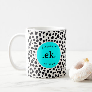 Dalmatian Dog Abstract Pattern Aqua Blue Monogram Coffee Mug