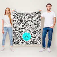  Dalmatian Dog Abstract Pattern Aqua Blue Monogram