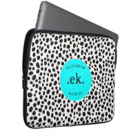 Dalmatian Dog Abstract Pattern Aqua Blue Monogram