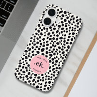 Dalmatian Dog Abstract Pattern Blush Pink Monogram