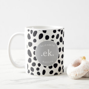  Dalmatian Dog Abstract Pattern Grey Monogram Coffee Mug