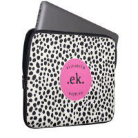 Dalmatian Dog Abstract Pattern Hot Pink Monogram