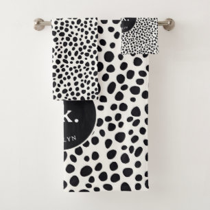 Dalmatian Dog Abstract Pattern Monogram Bath Towel Set