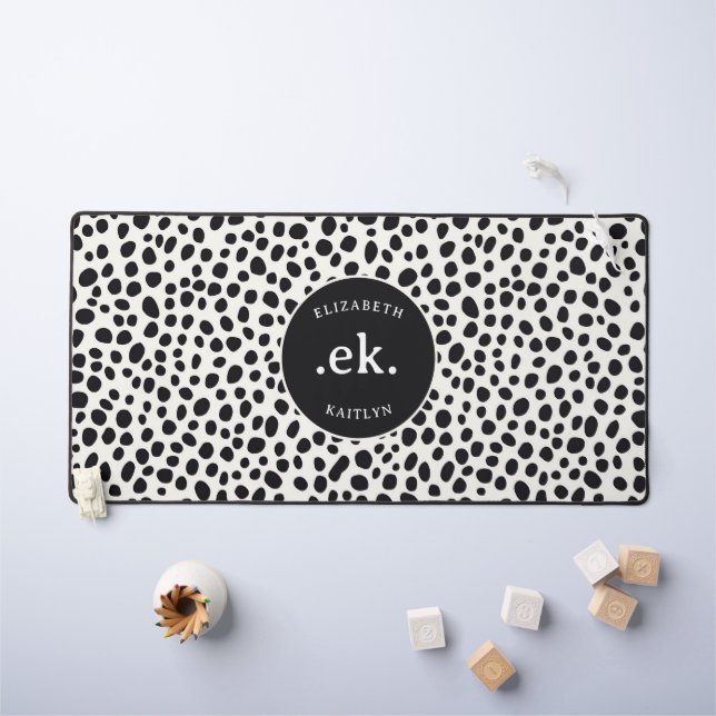  Dalmatian Dog Abstract Pattern Monogram Desk Mat (Kids Table)