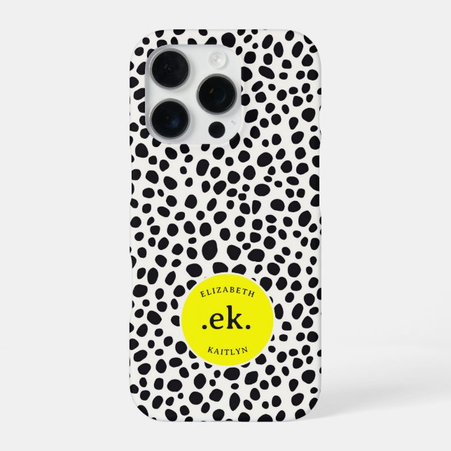  Dalmatian Dog Abstract Pattern Yellow Monogram iPhone Case (Back)