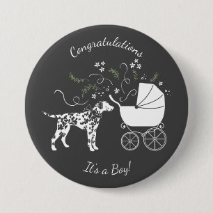 Dalmatian Dog Baby Shower Puppy Grey 7.5 Cm Round Badge