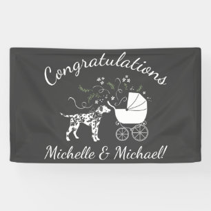 Dalmatian Dog Baby Shower Puppy Grey Banner
