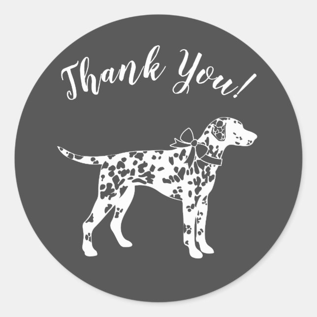 Dalmatian Dog Baby Shower Puppy Grey Classic Round Sticker (Front)