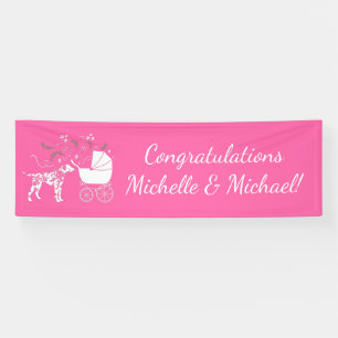 Dalmatian Dog Baby Shower Puppy Pink Girl Banner