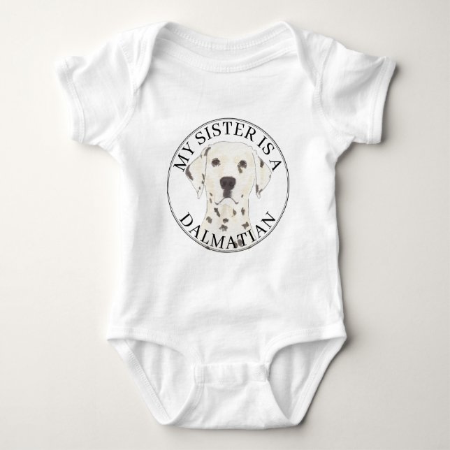 Dalmatian Dog Big Sister Baby Bodysuit (Front)