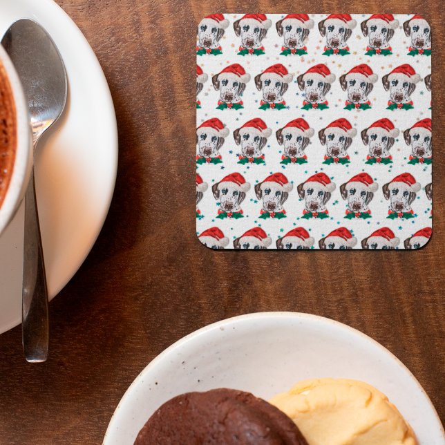 Dalmatian Dog Breed Christmas Square Paper Coaster (Creator Uploaded)