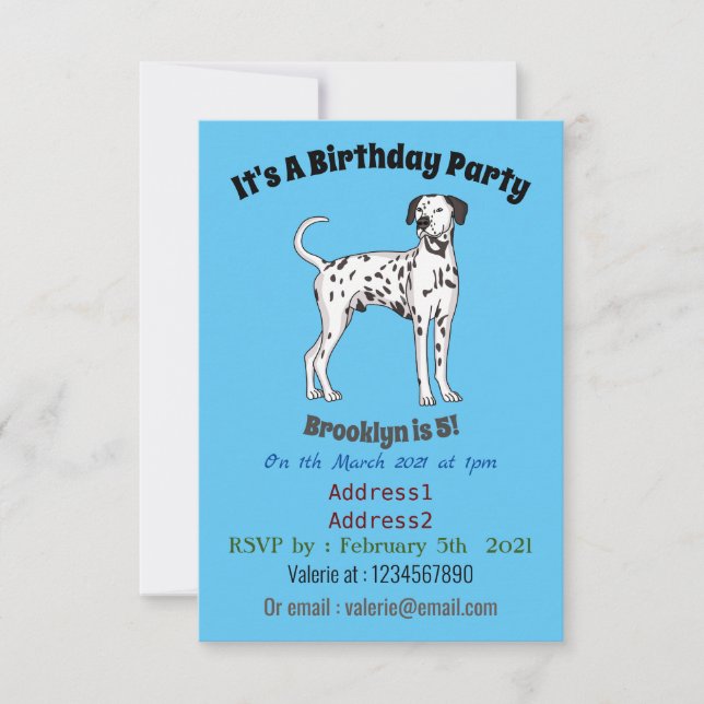 Dalmatian dog cartoon invitation (Front)