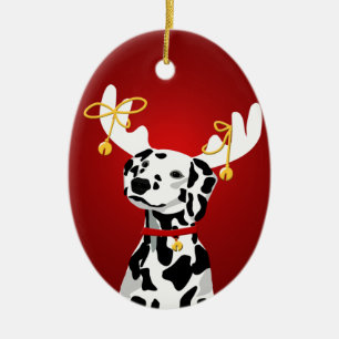 Dalmatian Dog Christmas Deer Ornament