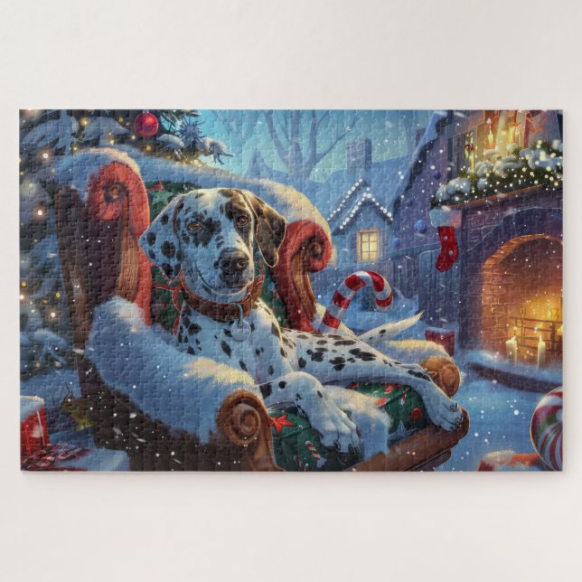 Dalmatian Dog Christmas Festive Jigsaw Puzzle (Horizontal)