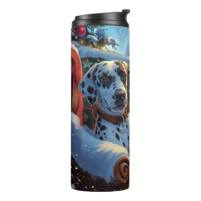 Dalmatian Dog Christmas Festive Thermal Tumbler (Rotated Left)