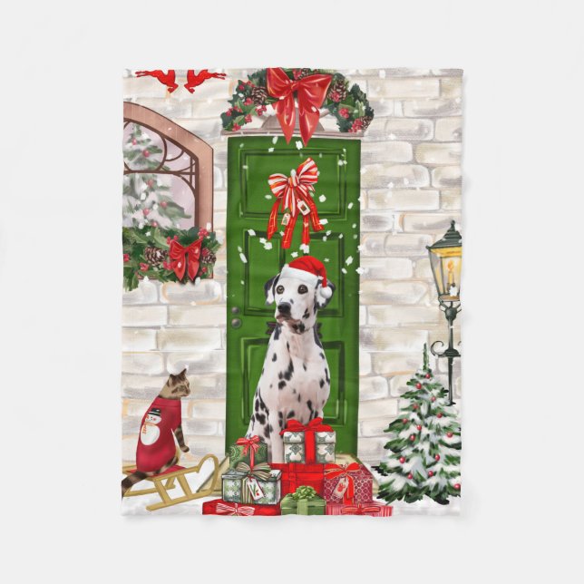 Dalmatian Dog Christmas   Fleece Blanket (Front)