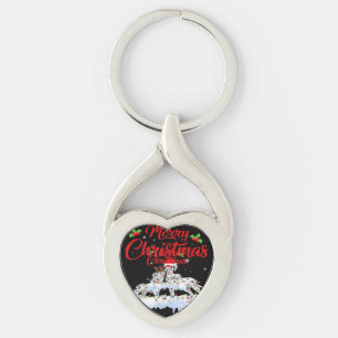 Dalmatian Dog Christmas Lights Santa Hat Xmas Dog  Key Ring