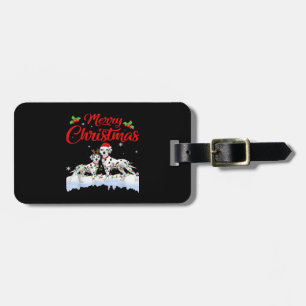 Dalmatian Dog Christmas Lights Santa Hat Xmas Dog Luggage Tag