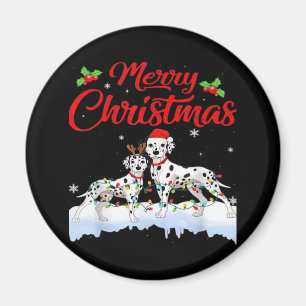 Dalmatian Dog Christmas Lights Santa Hat Xmas Dog Magnet
