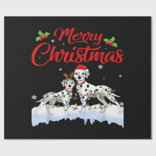 Dalmatian Dog Christmas Lights Santa Hat Xmas Dog Wrapping Paper