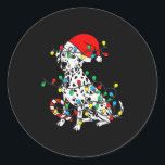 Dalmatian Dog Christmas Lights Santa Xmas Pet Dog  Classic Round Sticker<br><div class="desc">Dalmatian Dog Christmas Lights Santa Xmas Pet Dog Lover</div>